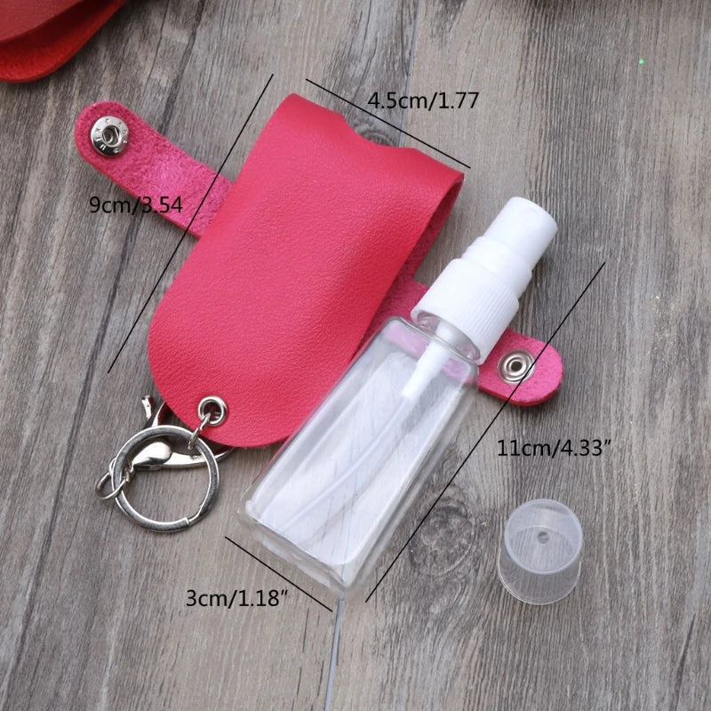 50ml Squeeze Spray Bottle Travel Refillable Leakproof with Keychain Holder