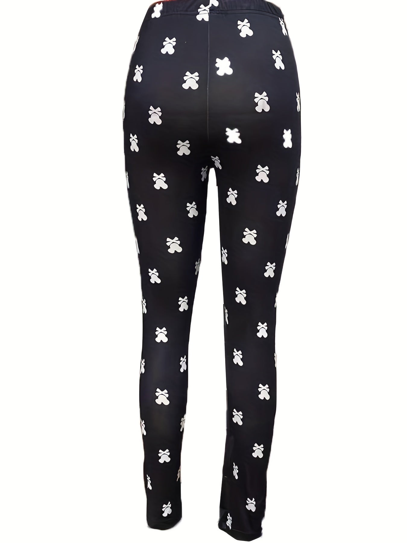 Graphic Print Skinny Leggings Casual Elastic Waist Stretchy Leggings