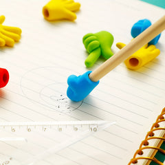 10pcs Funny Pencil Eraser Toppers Rubber Erasers Rock Paper Scissors Pencil Cap 