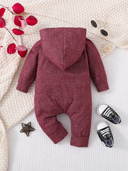 Newborn Baby Boy Long Sleeve Romper Jumpsuit Hooded Onesie