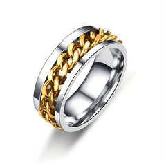 Titanium Steel Rotatable Chain Men's Ring Bottle Opener