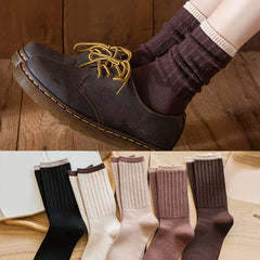 5 Pairs Colorblock Trim Socks Soft Mid Tube Stockings Women's Hosiery
