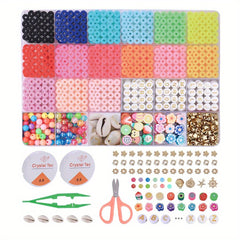 Clay Bead Bracelet Kit - Polymer & Stone Beads, Pendant