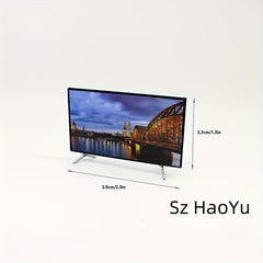 1:12 Scale Plastic Mini TV Model with Stand for Dollhouse Renovation