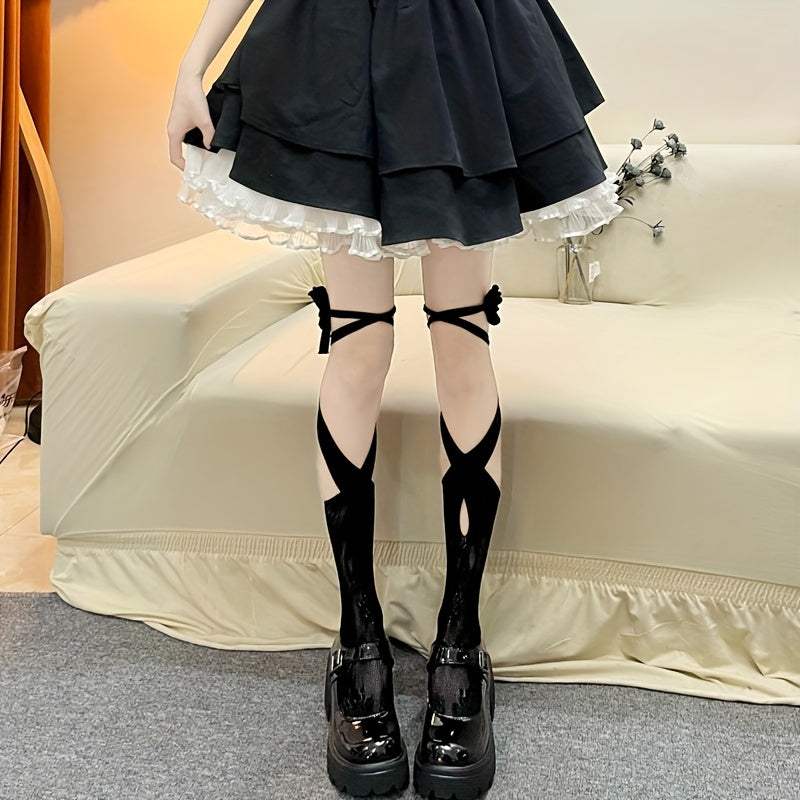Criss Cross Strappy Socks Cut Out Irregular Stockings