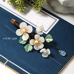Chinese Flower Hair Clips Faux Pearl Vintage Barrettes