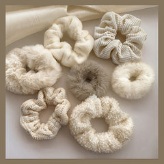 7pcs Fluffy Scrunchies Faux Fur Furry Scrunchies Fur Hair Bands