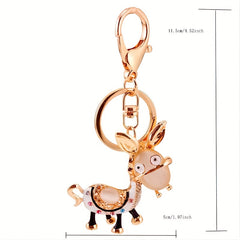 Donkey Rhinestone Keychain Animal Ornament Gift
