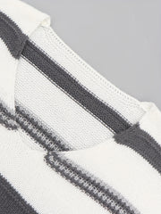  Colorblock Stripe Print Sweater