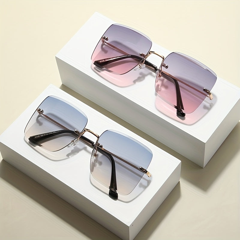 Square Rimless Sunglasses UV400 Gradient Glasses