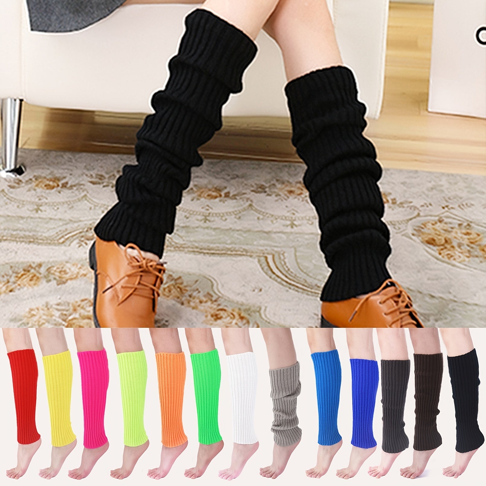 Ribbed Knit Leg Warmers Comfy Knee High Leg Warmers