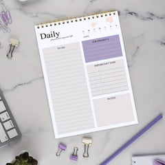 BUBU Purple Daily Planner Notepad - Stay Organized and Motivated