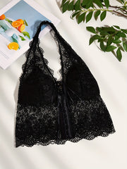 Floral Lace Halter Bra Wireless Lingerie