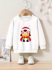 Christmas Girl Graphic Crew Neck Long Sleeve Sweatshirt Kids Clothes