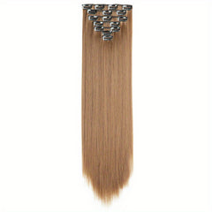7pcs Straight Hair Extensions Full Head Clip Ins Double Weft Thick Hair 55-88 Cm