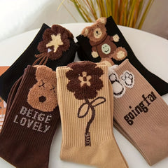 5 Pairs Cartoon Print Women's Socks Stockings