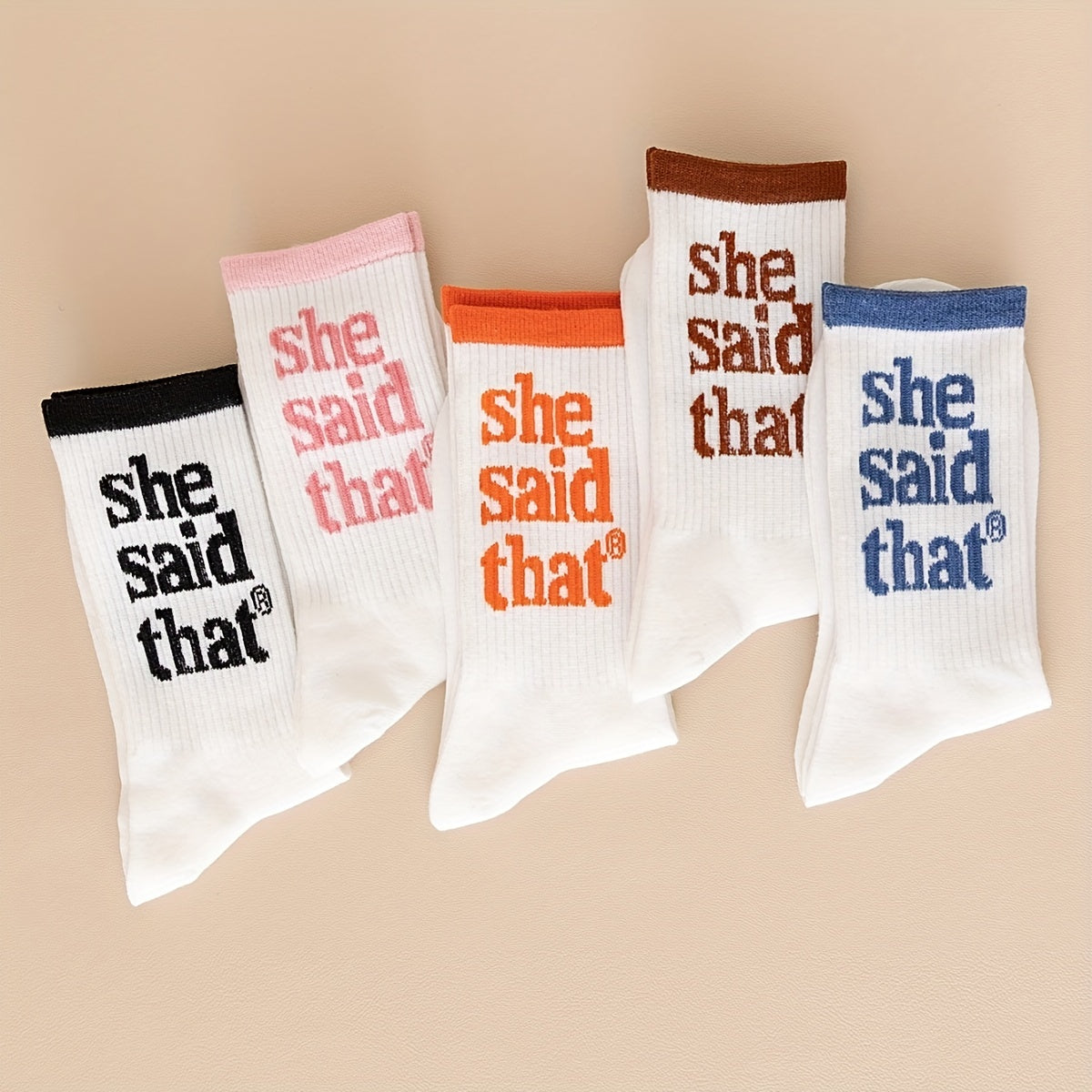 5 Pairs Letter Print Socks Mid Tube Women's Stockings