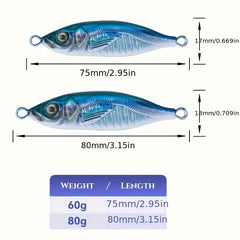 3D Metal Bionic Hard Bait Fishing Tackle for Saltwater 40g 60g 80g