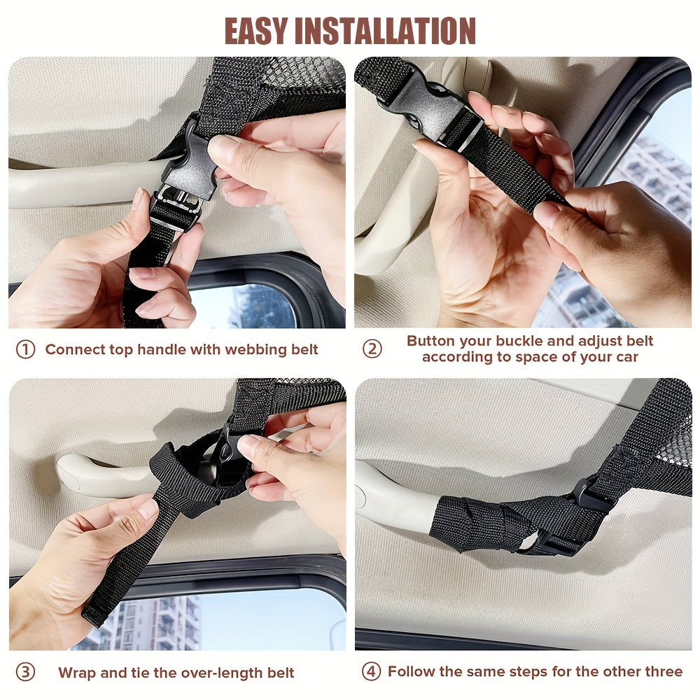 Car Ceiling Cargo Net Pocket Double Layer Mesh Roof Storage Organizer