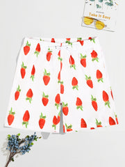 Men's Stretch Strawberry Print Shorts for Summer