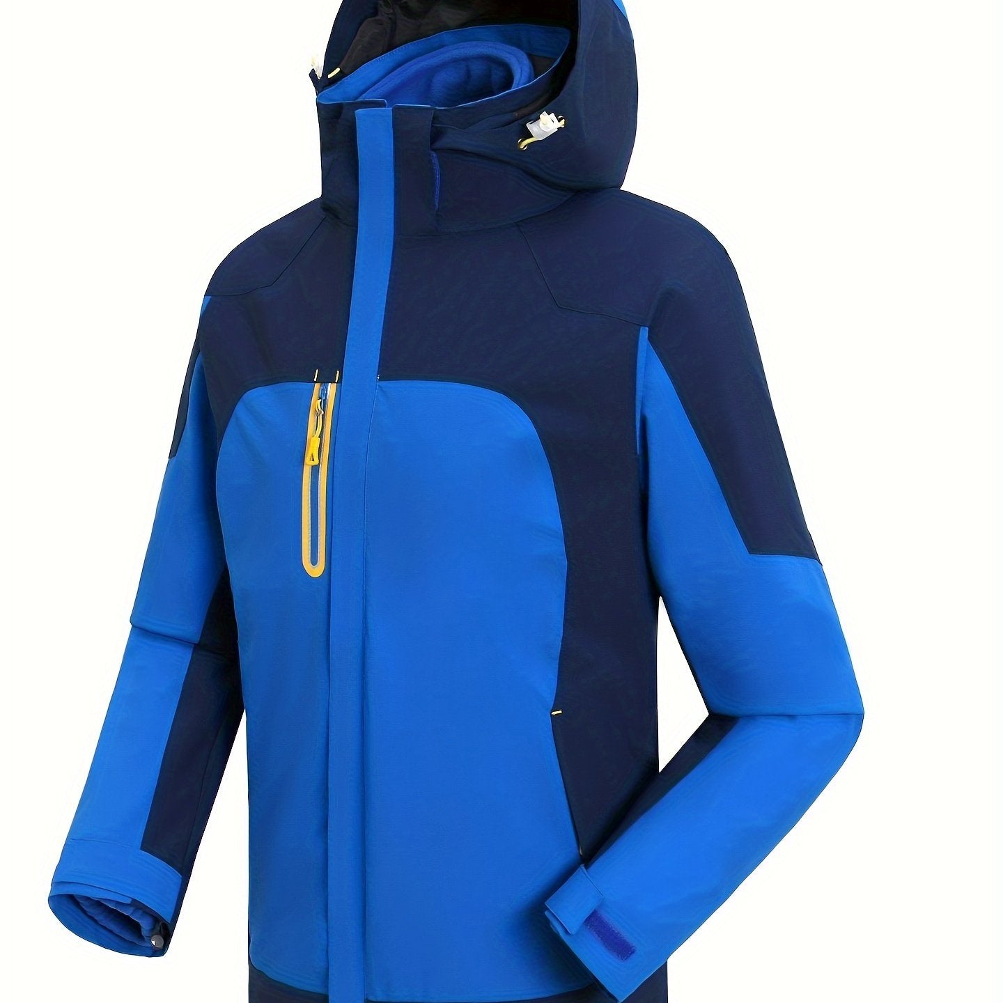  Colorblock Zip Up Long Sleeve Outdoor Hooded Jacket