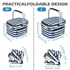 32L Large Picnic Basket with Insulated Aluminum Frame - Foldable and Stylish