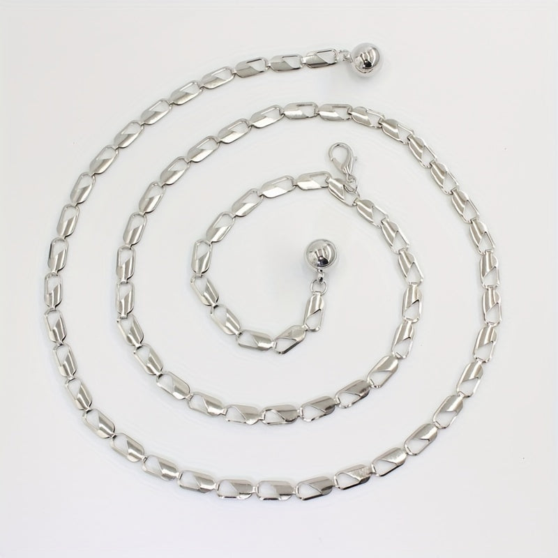 Geometric Hollow Waist Chain Stylish Metal Belt for Women