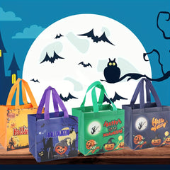6pcs Halloween Treat Bags Small Tote Bags With Handles Bronzing Gift Bags