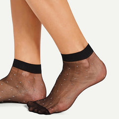 10 Pairs Dot Pattern Mesh Socks Low Cut Ankle Stockings Women's Hosiery