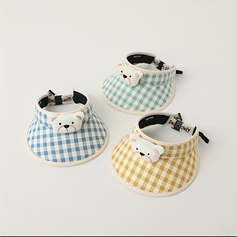 Large Brim Grid Children's Hat Baby Sunshade Cap UV Protection