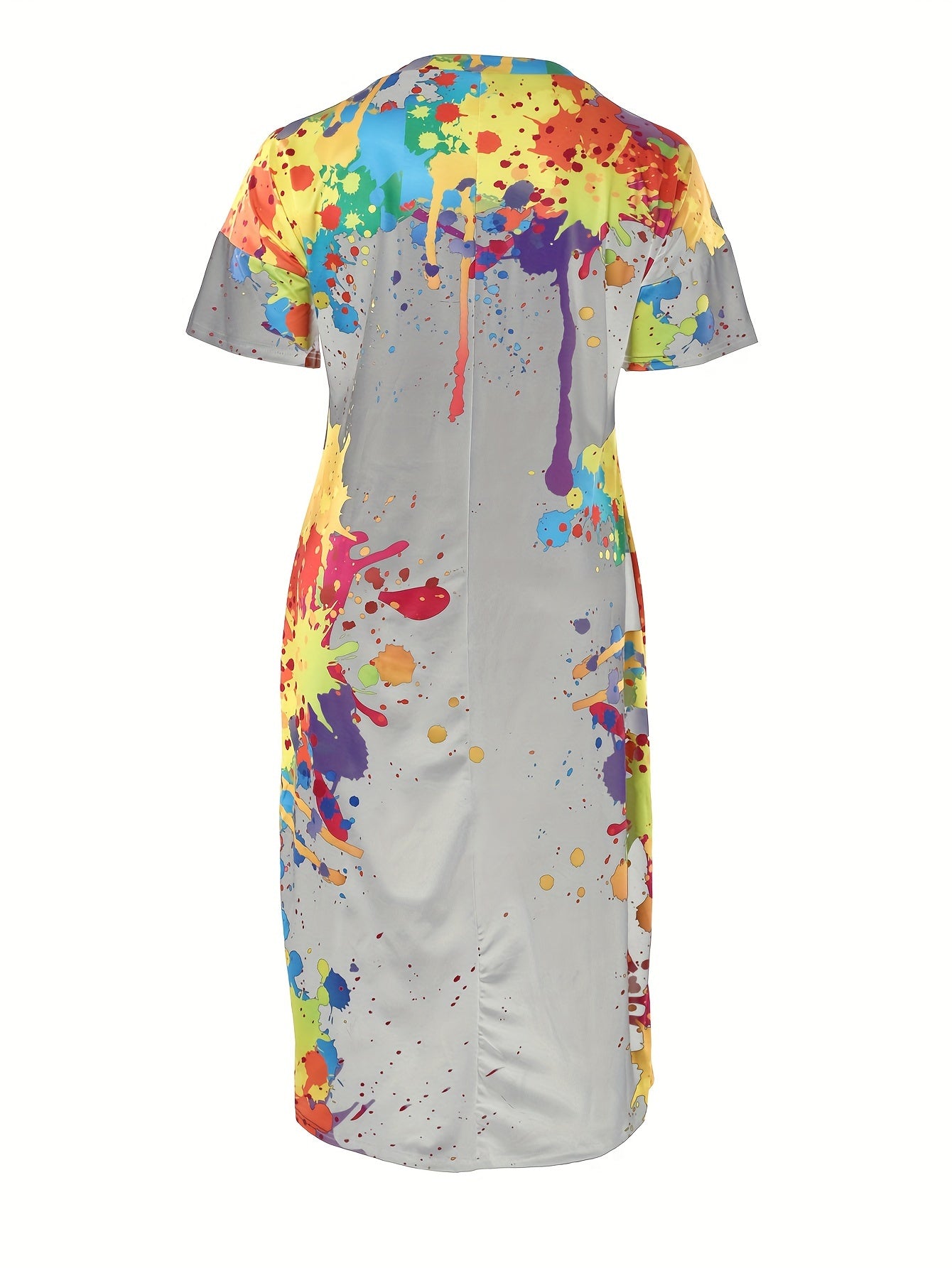  Women's Splash Print Maxi Dress With Pockets