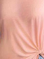  Solid Twist Front Round Neck Tank Top