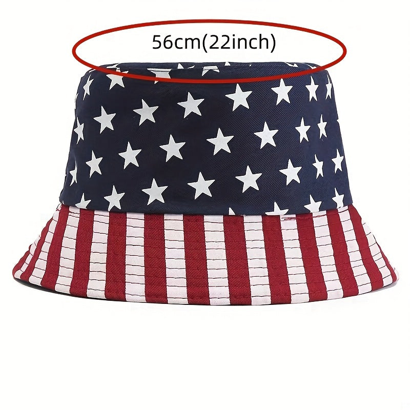 American Flag Print Bucket Hat Reversible Sunshade Fisherman Cap
