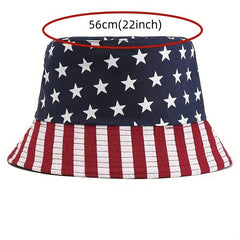 American Flag Print Bucket Hat Reversible Sunshade Fisherman Cap