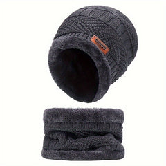 Winter Beanie Hat Scarf Gloves Set Warm Fleece Knit Touch Screen