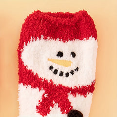 Christmas Print Socks Comfy & Fuzzy Mid Tube Socks Women's Stockings