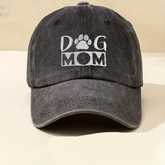 Washed Embroidery DOG MOM Baseball Cap Outdoor Sunscreen Peaked Cap