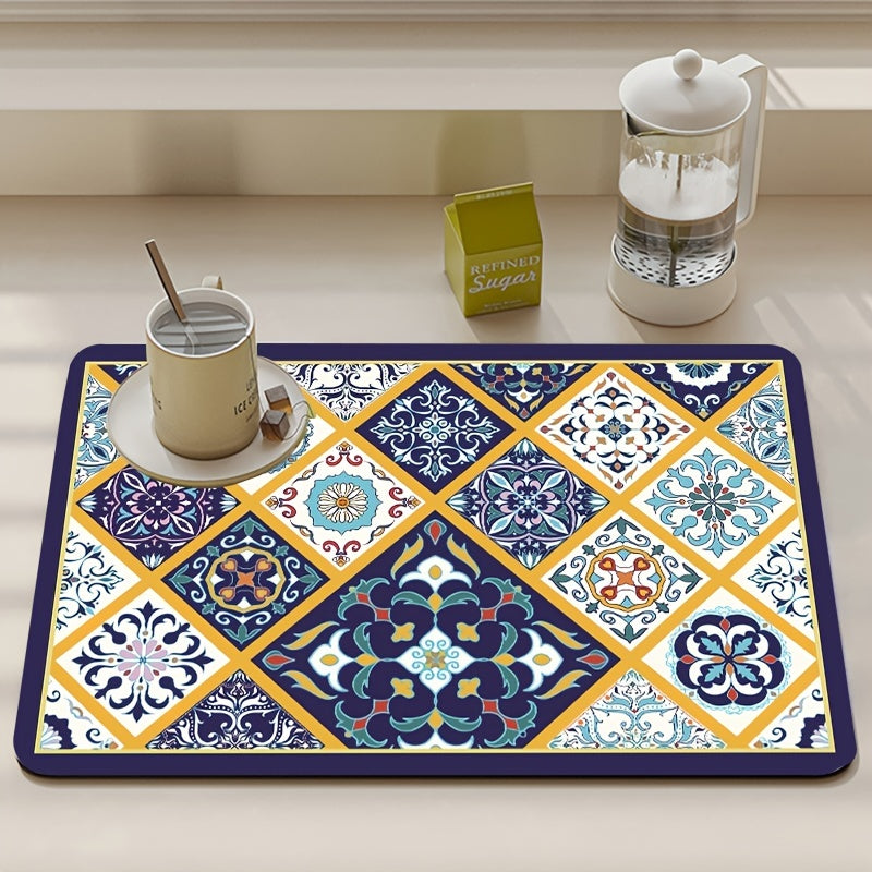 1pc Draining Mats for Kitchen Countertops Coffee Mats Kitchen Dish Mats Bar Coff