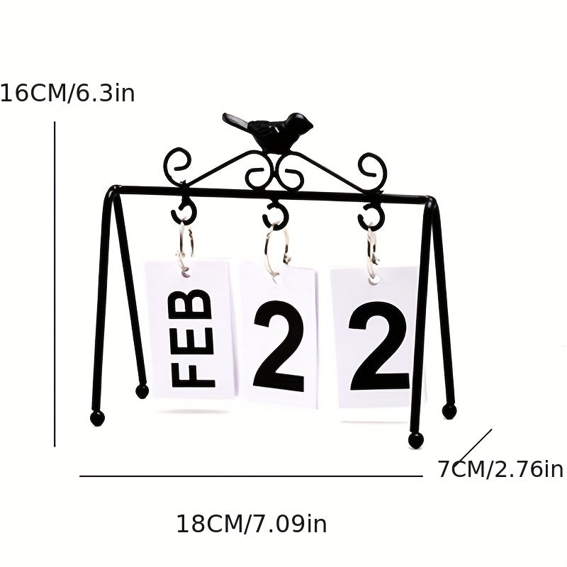 Metal Golden Desk Calendar Flip Perpetual Vintage Home Calendar