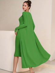  Solid Cami Dress & Cardigan Two Piece Set