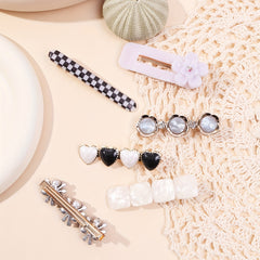 6pcs Checkered Flower Hair Clips Bobby Pins Non Slip Hair Accessories