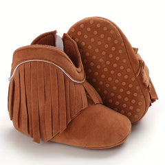 Baby Girls Tassel High Top Boots Soft Anti-skid Walking Boots