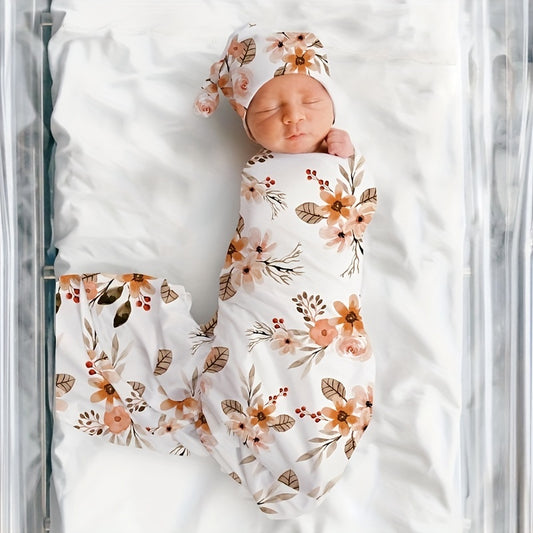 3 Piece Newborn Swaddle Cap Headband Set Anti Shock Elastic Wrap