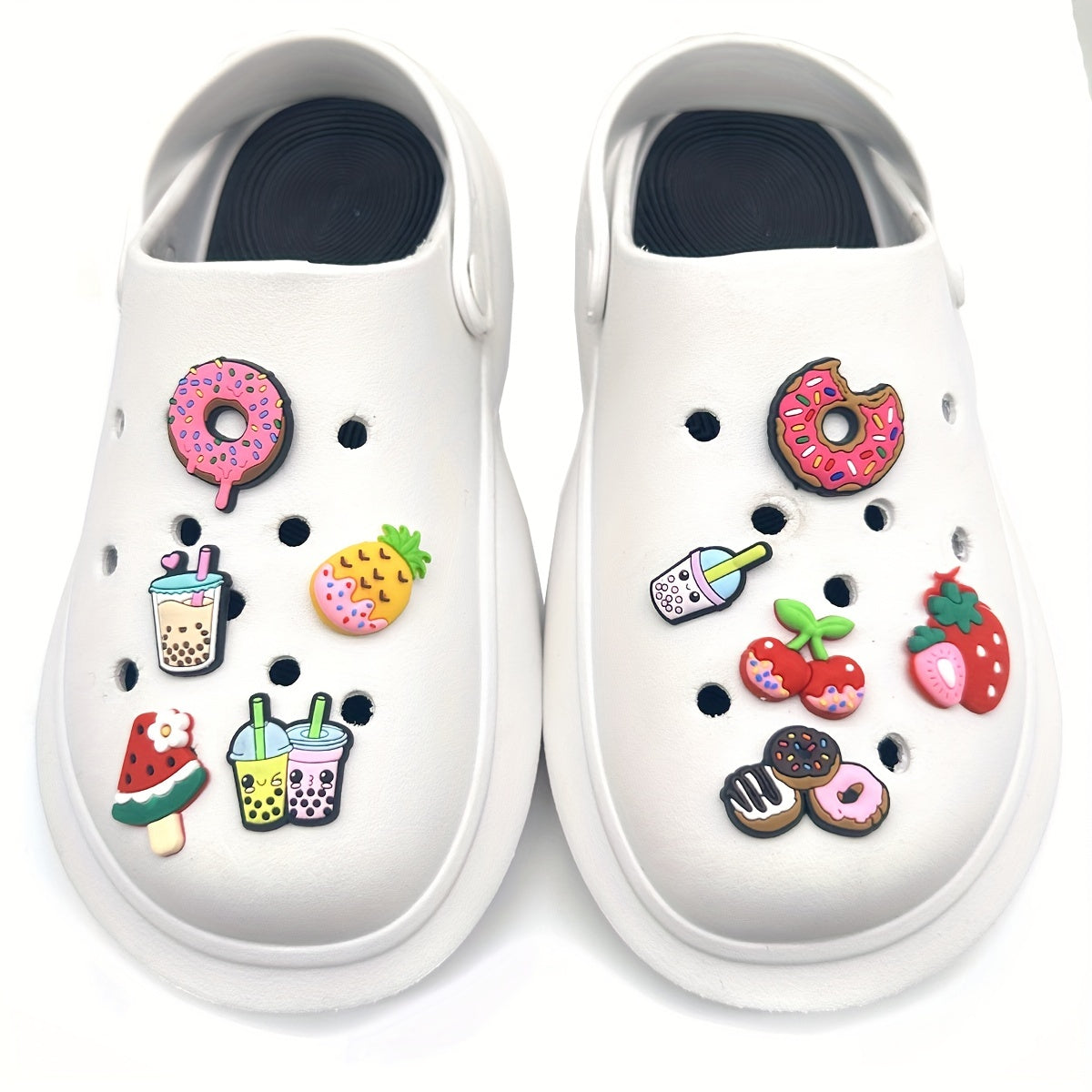 30pcs Cartoon Food & Beverage Shoe Charms Decorations Party Favors
