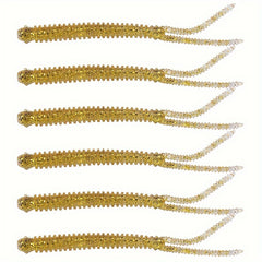 6pcs Spiral Worm Split Tail Soft Bait Fishing Tackle