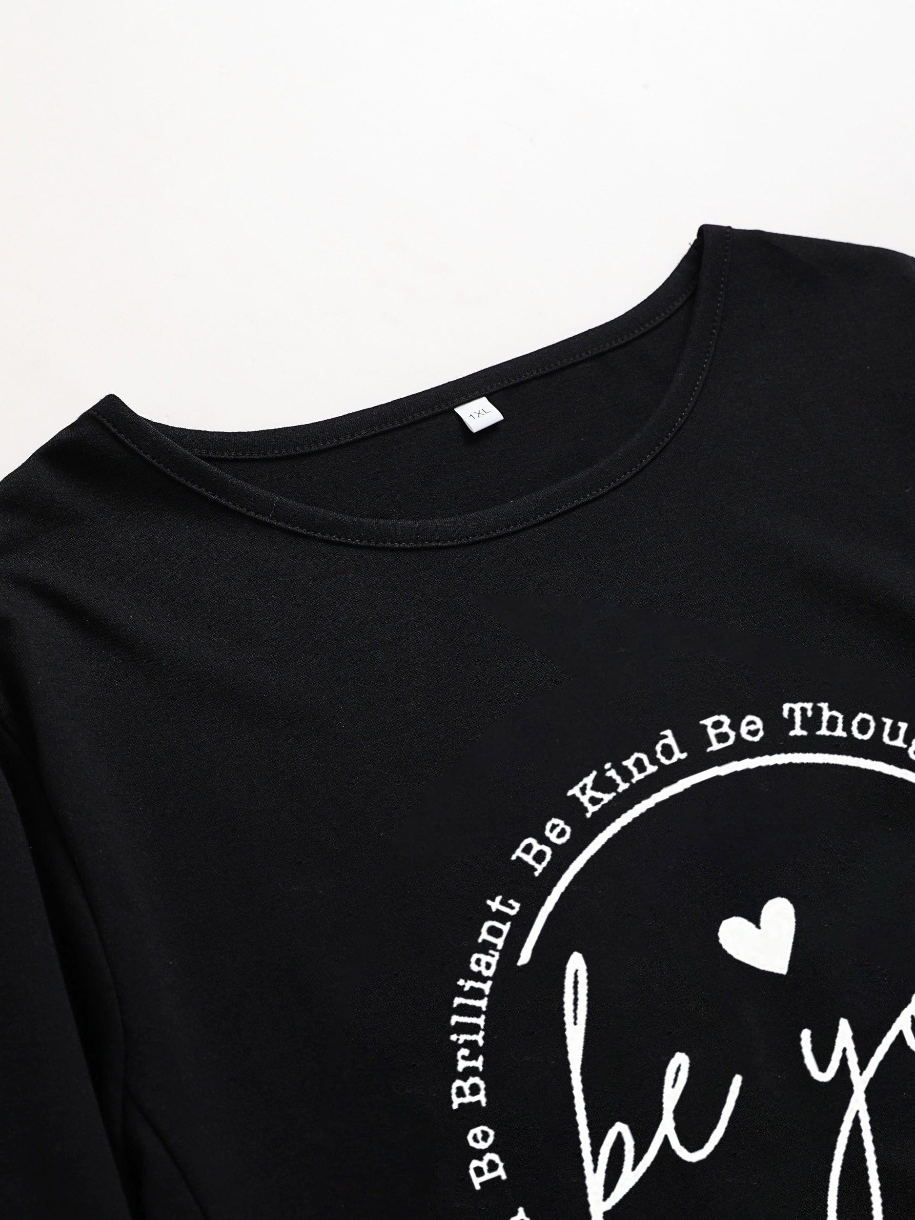  Slogan Print Loose Fit Baggy Dress