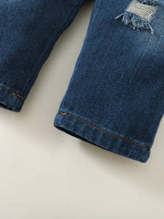 Baby Boys Hooded Top Ripped Jeans Set