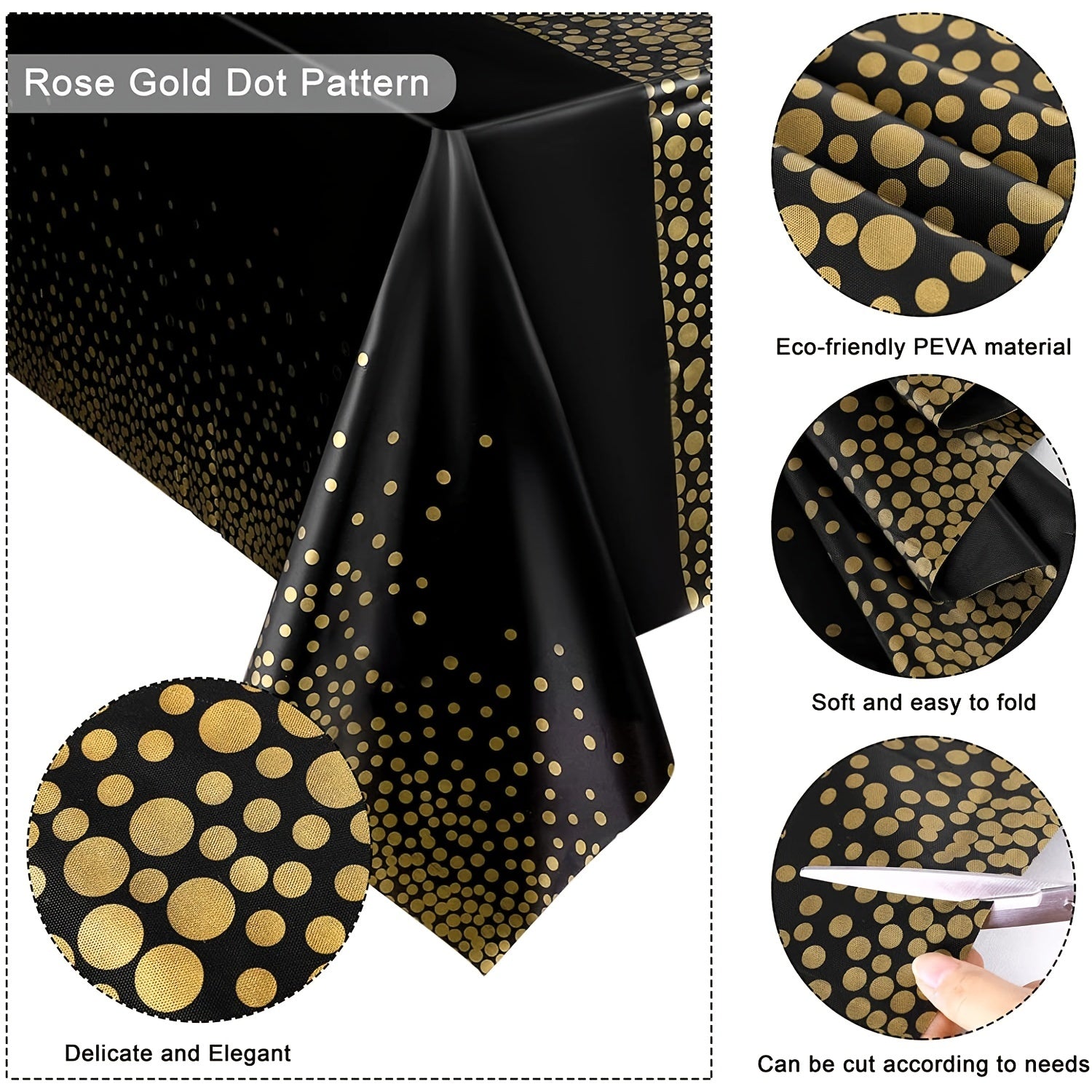 Small Polka Dot Disposable Tablecloth Waterproof PEVA for Party Decoration