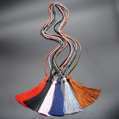 Multicolor Crystal Beaded Necklace Tassel Pendant Long Sweater Chain