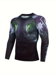 Men's Monster Pattern Compression Shirt & Pants Set for Outdoor Activities